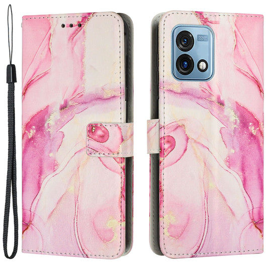 Phone Cover for Motorola Moto G Stylus 5G (2023) Wallet Case Marble Pattern Leather Cover with Strap