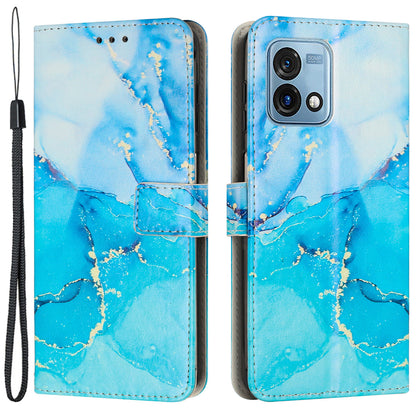 Phone Cover for Motorola Moto G Stylus 5G (2023) Wallet Case Marble Pattern Leather Cover with Strap
