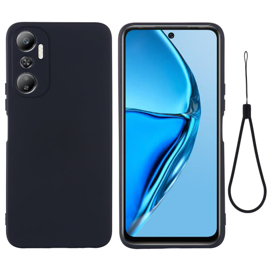 Phone Case with Strap for Infinix Hot 20 4G , Anti-scratch Soft Lining  Liquid Silicone Protective Cover with Strap