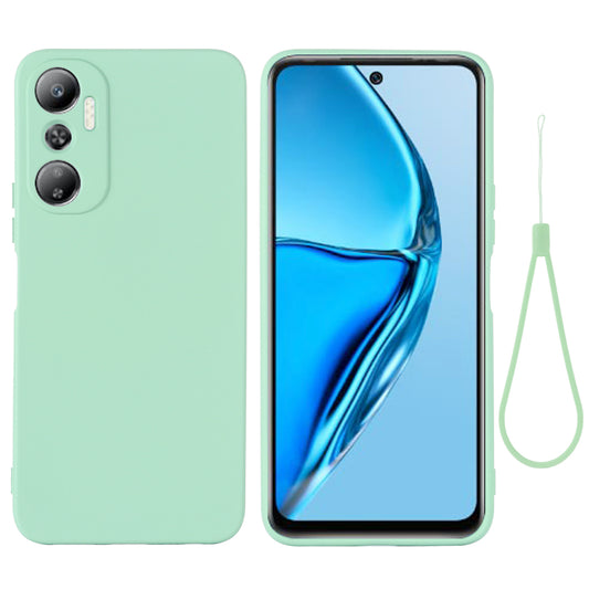 Phone Case with Strap for Infinix Hot 20 4G , Anti-scratch Soft Lining  Liquid Silicone Protective Cover with Strap