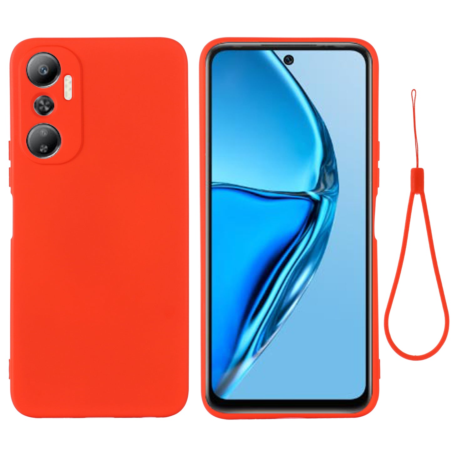 Phone Case with Strap for Infinix Hot 20 4G , Anti-scratch Soft Lining  Liquid Silicone Protective Cover with Strap