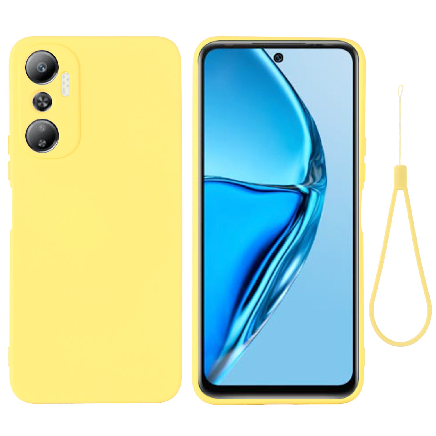 Phone Case with Strap for Infinix Hot 20 4G , Anti-scratch Soft Lining  Liquid Silicone Protective Cover with Strap