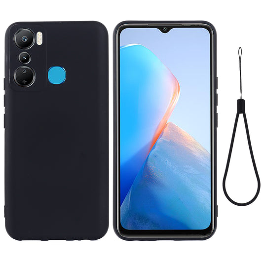For Infinix Hot 20 Play 4G Dustproof Phone Protector Liquid Silicone Cell Phone Case Soft Lining Protective Cover with Strap