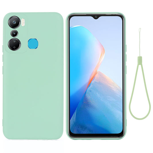 For Infinix Hot 20 Play 4G Dustproof Phone Protector Liquid Silicone Cell Phone Case Soft Lining Protective Cover with Strap