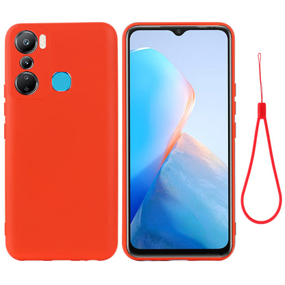 For Infinix Hot 20 Play 4G Dustproof Phone Protector Liquid Silicone Cell Phone Case Soft Lining Protective Cover with Strap