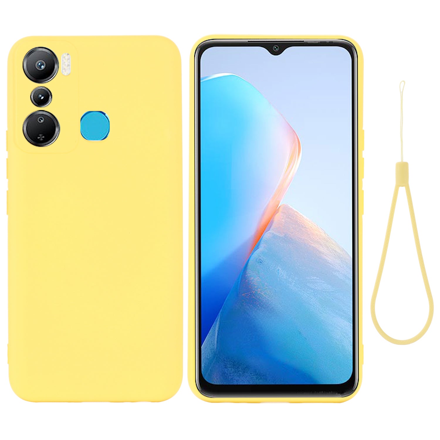 For Infinix Hot 20 Play 4G Dustproof Phone Protector Liquid Silicone Cell Phone Case Soft Lining Protective Cover with Strap