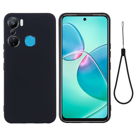 For Infinix Hot 12 Pro 4G Mobile Phone Cover Liquid Silicone+Soft Lining Phone Case with Strap