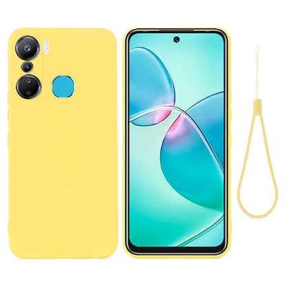 For Infinix Hot 12 Pro 4G Mobile Phone Cover Liquid Silicone+Soft Lining Phone Case with Strap