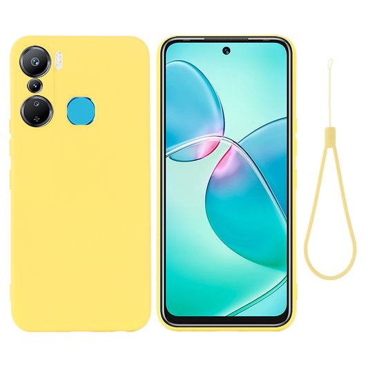 For Infinix Hot 12 Pro 4G Mobile Phone Cover Liquid Silicone+Soft Lining Phone Case with Strap