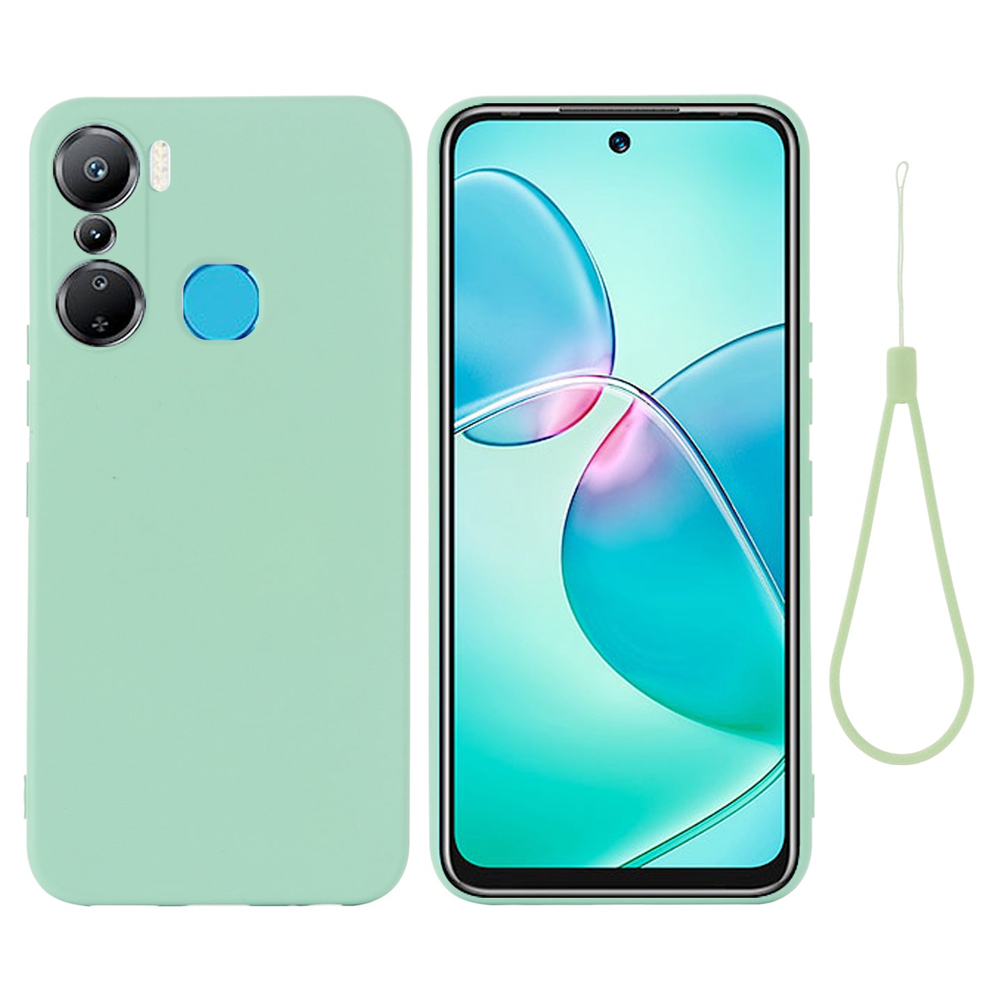 For Infinix Hot 12 Pro 4G Mobile Phone Cover Liquid Silicone+Soft Lining Phone Case with Strap
