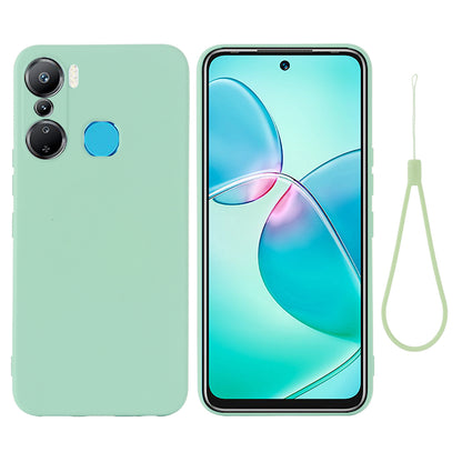For Infinix Hot 12 Pro 4G Mobile Phone Cover Liquid Silicone+Soft Lining Phone Case with Strap