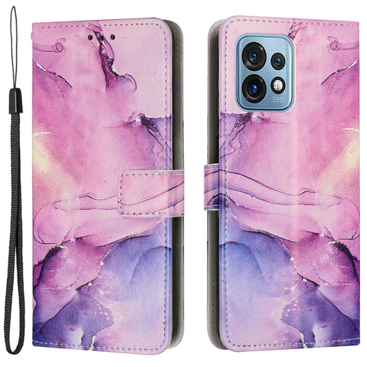 For Motorola Edge+ (2023) / Edge 40 Pro 5G / Moto X40 5G PU Leather Phone Case Marble Pattern Stand Wallet Cover