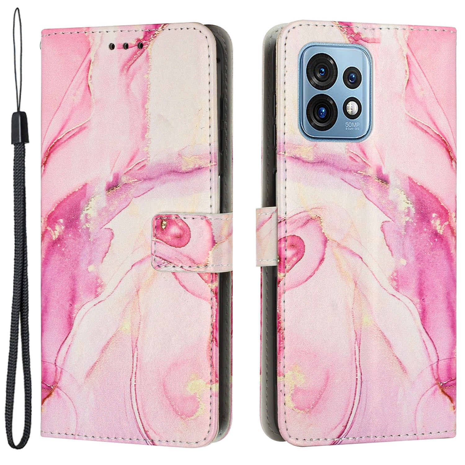 For Motorola Edge+ (2023) / Edge 40 Pro 5G / Moto X40 5G PU Leather Phone Case Marble Pattern Stand Wallet Cover