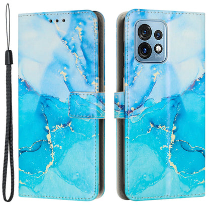 For Motorola Edge+ (2023) / Edge 40 Pro 5G / Moto X40 5G PU Leather Phone Case Marble Pattern Stand Wallet Cover