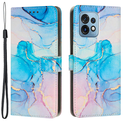 For Motorola Edge+ (2023) / Edge 40 Pro 5G / Moto X40 5G PU Leather Phone Case Marble Pattern Stand Wallet Cover