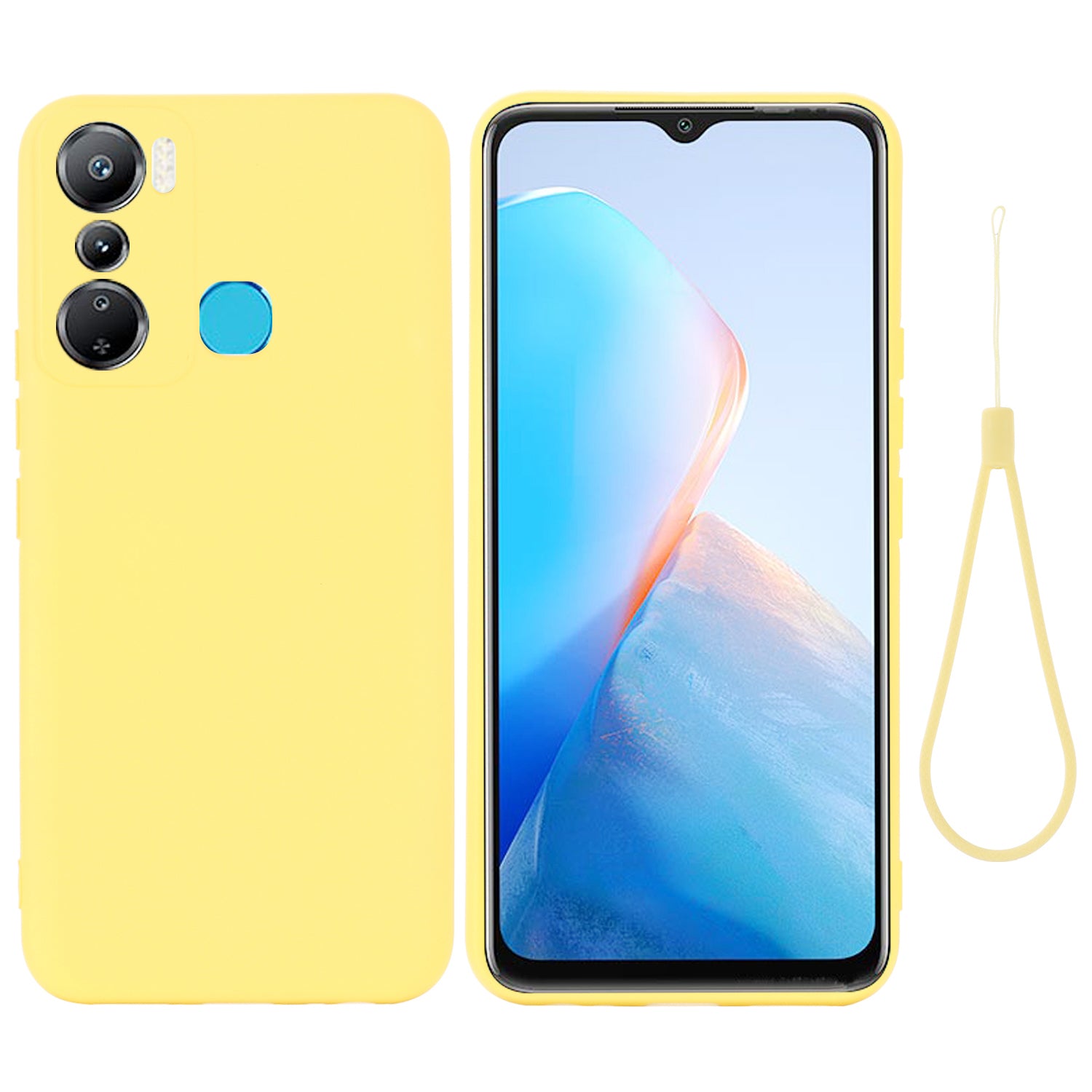 For Infinix Hot 20i 4G Slim-Fit Liquid Silicone Phone Case Anti-scratch Soft Lining Protective Cover with Strap