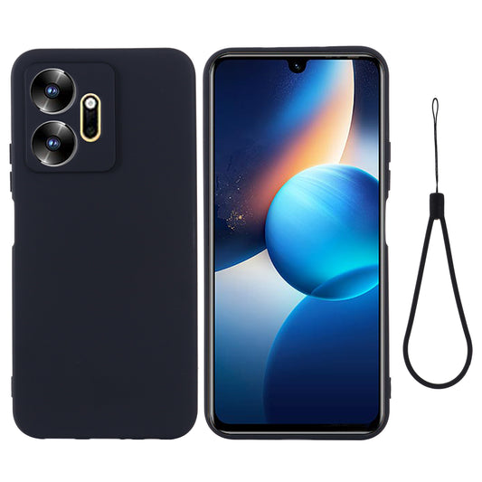 For Infinix Zero 20 4G Shockproof Liquid Silicone Phone Case Soft Lining Phone Cover with Strap