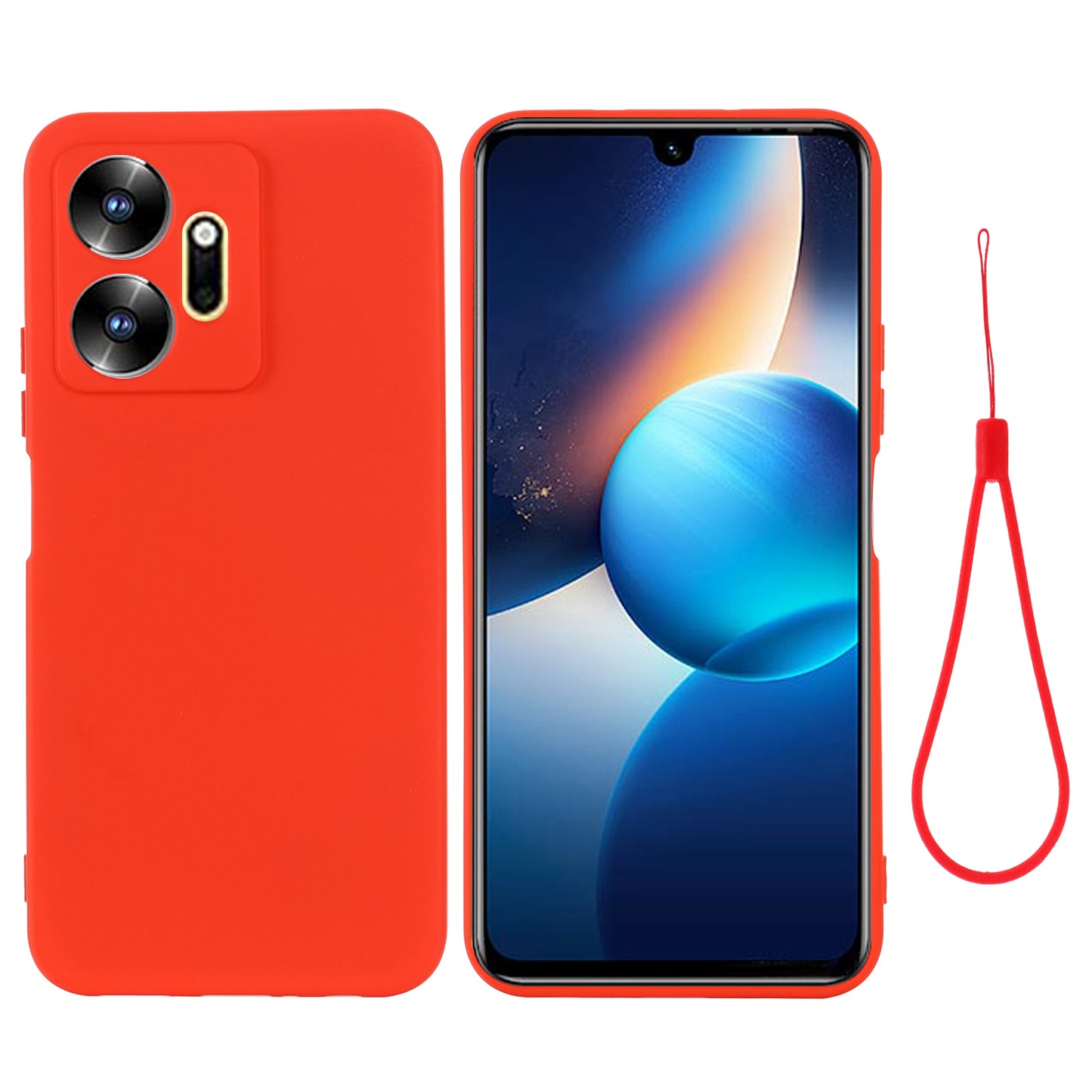 For Infinix Zero 20 4G Shockproof Liquid Silicone Phone Case Soft Lining Phone Cover with Strap