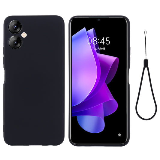 For Tecno Spark 9T 4G / Spark 9 Pro 4G Anti-scratch Soft Lining Protective Cover Liquid Silicone Phone Case with Strap