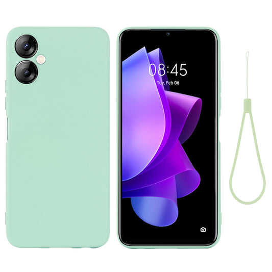 For Tecno Spark 9T 4G / Spark 9 Pro 4G Anti-scratch Soft Lining Protective Cover Liquid Silicone Phone Case with Strap