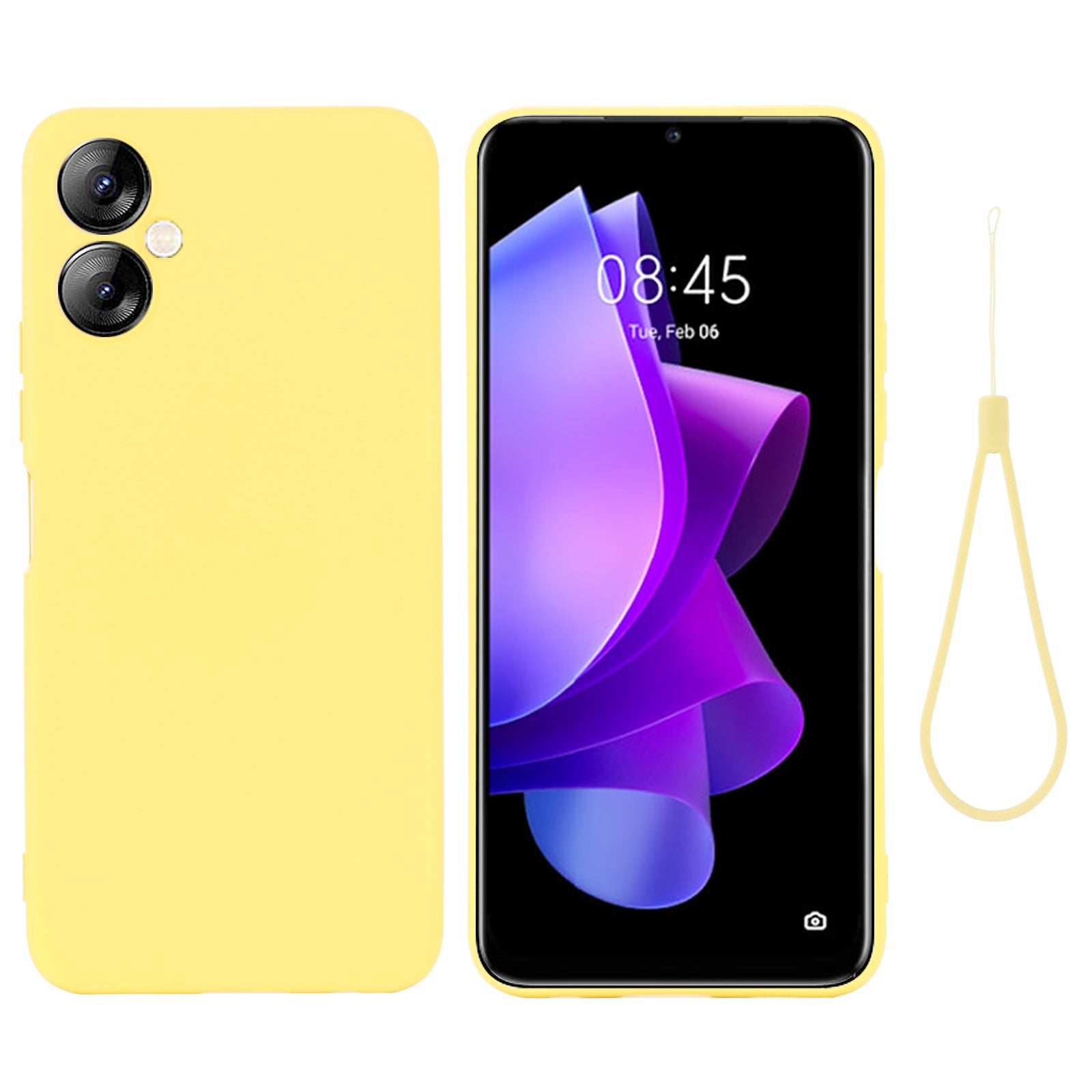 For Tecno Spark 9T 4G / Spark 9 Pro 4G Anti-scratch Soft Lining Protective Cover Liquid Silicone Phone Case with Strap