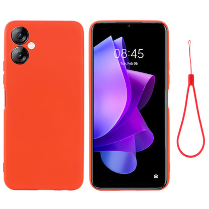For Tecno Spark 9T 4G / Spark 9 Pro 4G Anti-scratch Soft Lining Protective Cover Liquid Silicone Phone Case with Strap