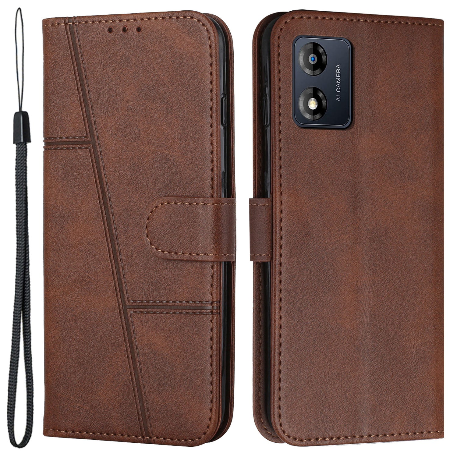 Leather Phone Case for Motorola Moto E13 4G , Flip Stand Wallet Drop-proof Phone Cover
