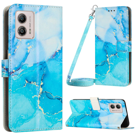 For Motorola Moto G73 5G Phone Case Magnetic Closure Wallet Stand Cover with Shoulder Strap