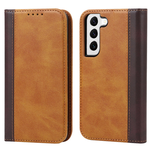For Samsung Galaxy S22 5G PU Leather Phone Case Bi-color Splicing Wallet Phone Stand Cover