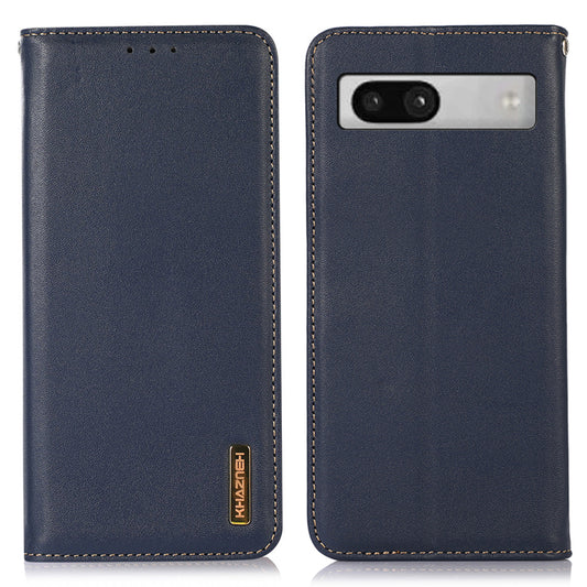 KHAZNEH for Google Pixel 7a Genuine Cowhide Leather Phone Cover Stand Wallet Phone Case with RFID Blocking
