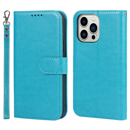 For iPhone 14 Pro Max Leather Phone Cover R61 Texture Felled Seam Phone Case with Wallet Stand