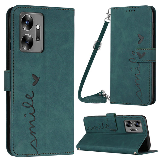 For Infinix Zero 20 4G Anti-drop Wallet Stand Heart Shape Leather Cover Phone Case with Shoulder Strap