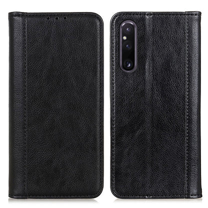 For Sony Xperia 1 V Litchi Texture Phone Case Split Leather Wallet Smartphone Stand Cover