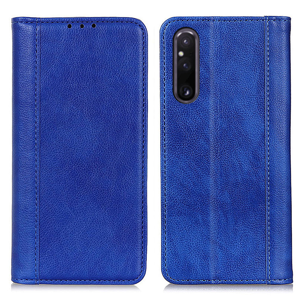 For Sony Xperia 1 V Litchi Texture Phone Case Split Leather Wallet Smartphone Stand Cover