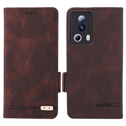 PU Leather Phone Case for Xiaomi 13 Lite / Civi 2 5G , Hardware Decor Dual Magnetic Clasp Wallet Stand Phone Cover