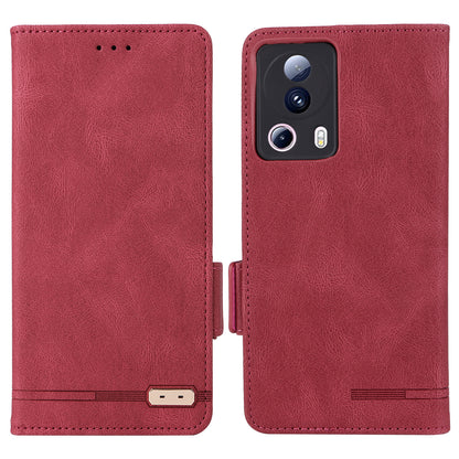 PU Leather Phone Case for Xiaomi 13 Lite / Civi 2 5G , Hardware Decor Dual Magnetic Clasp Wallet Stand Phone Cover
