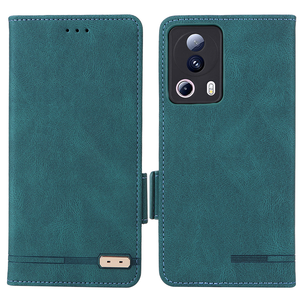 PU Leather Phone Case for Xiaomi 13 Lite / Civi 2 5G , Hardware Decor Dual Magnetic Clasp Wallet Stand Phone Cover