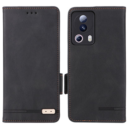 PU Leather Phone Case for Xiaomi 13 Lite / Civi 2 5G , Hardware Decor Dual Magnetic Clasp Wallet Stand Phone Cover