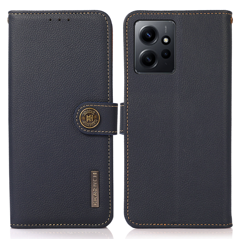 KHAZNEH For Xiaomi Redmi Note 12 4G Wallet Phone Case RFID Blocking Genuine Leather Cell Phone Cover