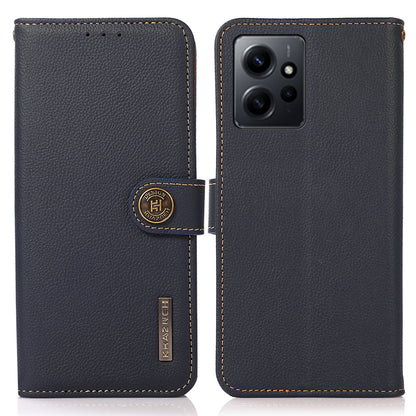 KHAZNEH For Xiaomi Redmi Note 12 4G Wallet Phone Case RFID Blocking Genuine Leather Cell Phone Cover