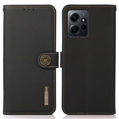 KHAZNEH For Xiaomi Redmi Note 12 4G Wallet Phone Case RFID Blocking Genuine Leather Cell Phone Cover
