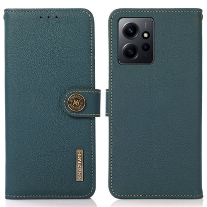 KHAZNEH For Xiaomi Redmi Note 12 4G Wallet Phone Case RFID Blocking Genuine Leather Cell Phone Cover