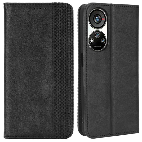 For ZTE Blade V40s 4G PU Leather Vintage Wallet Case Magnetic Protective Flip Folio Stand Phone Cover