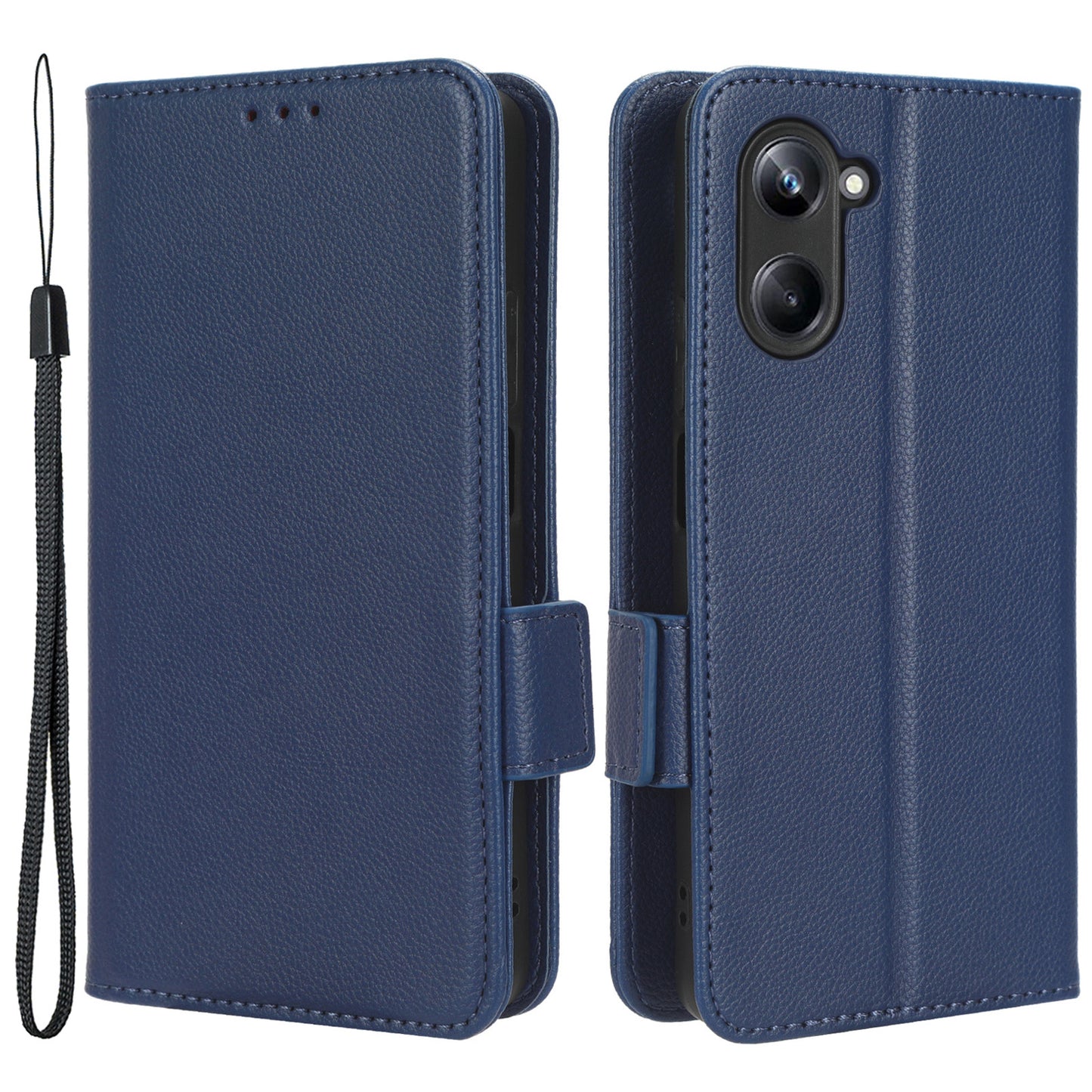 For Realme 10 Pro 5G PU Leather Wallet Phone Case Stand Litchi Texture Shockproof Protective Cover