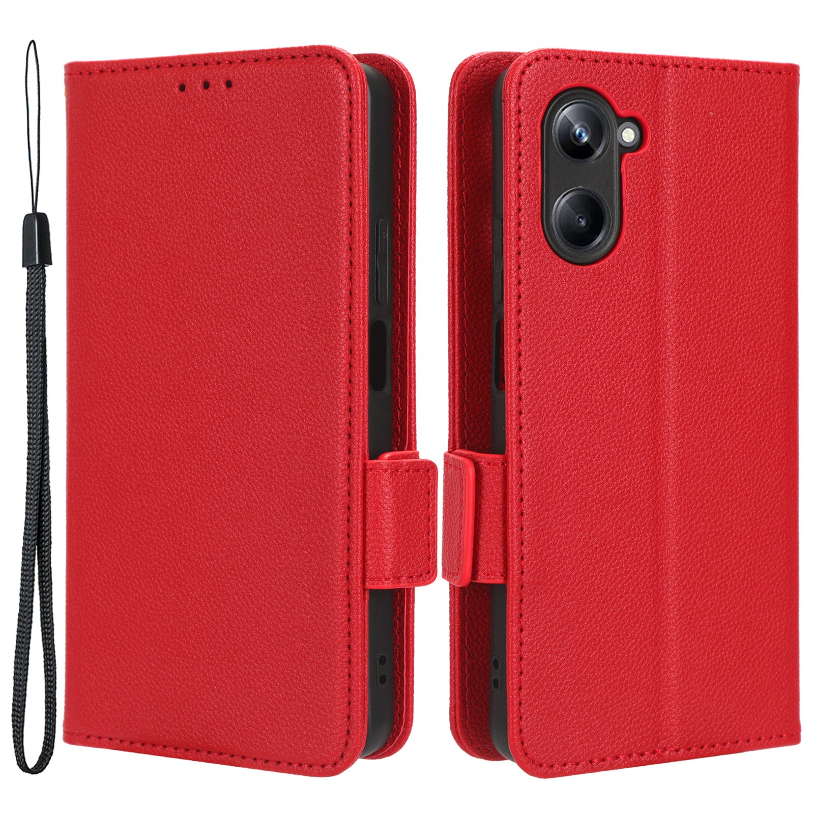 For Realme 10 Pro 5G PU Leather Wallet Phone Case Stand Litchi Texture Shockproof Protective Cover