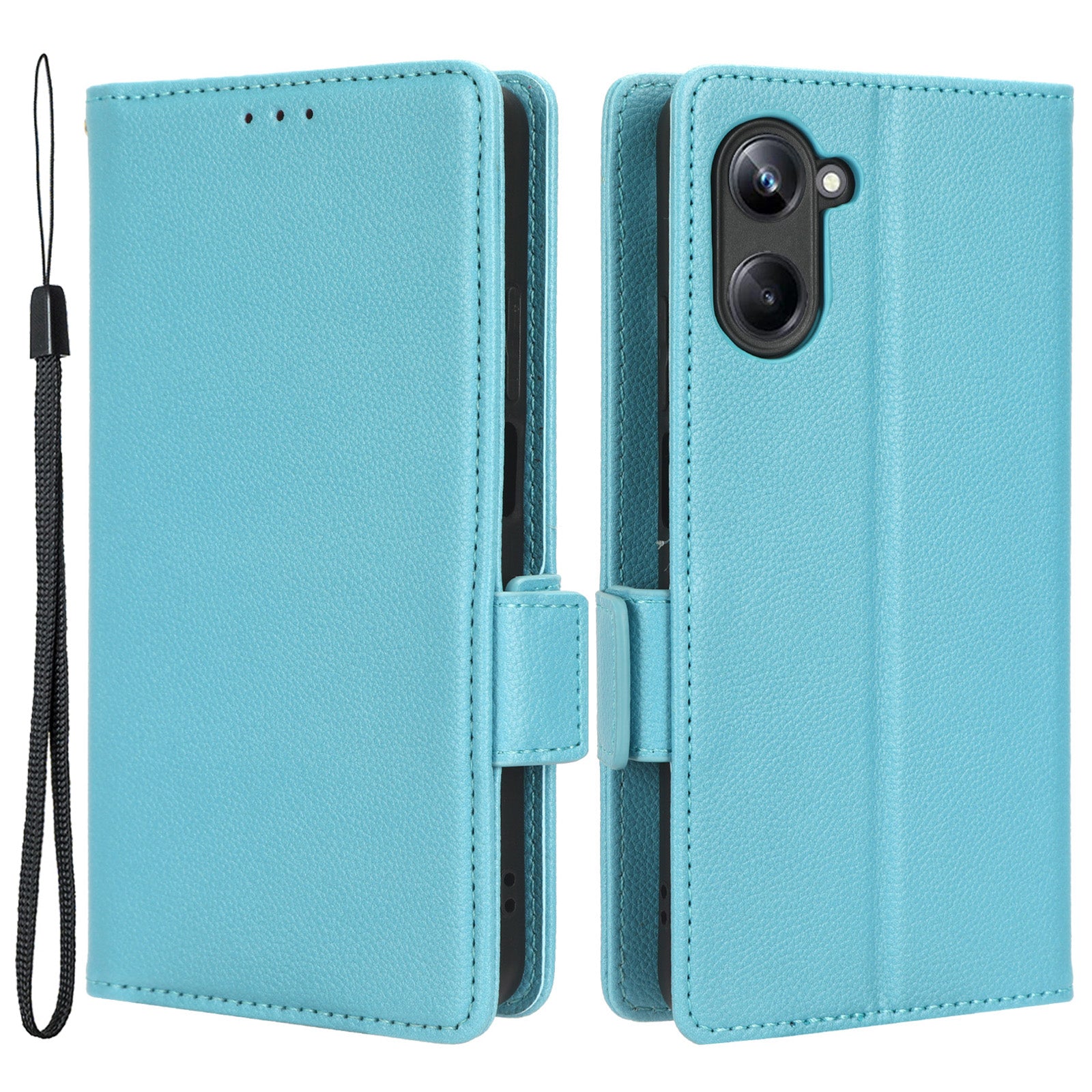 For Realme 10 Pro 5G PU Leather Wallet Phone Case Stand Litchi Texture Shockproof Protective Cover