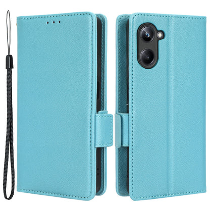 For Realme 10 Pro 5G PU Leather Wallet Phone Case Stand Litchi Texture Shockproof Protective Cover