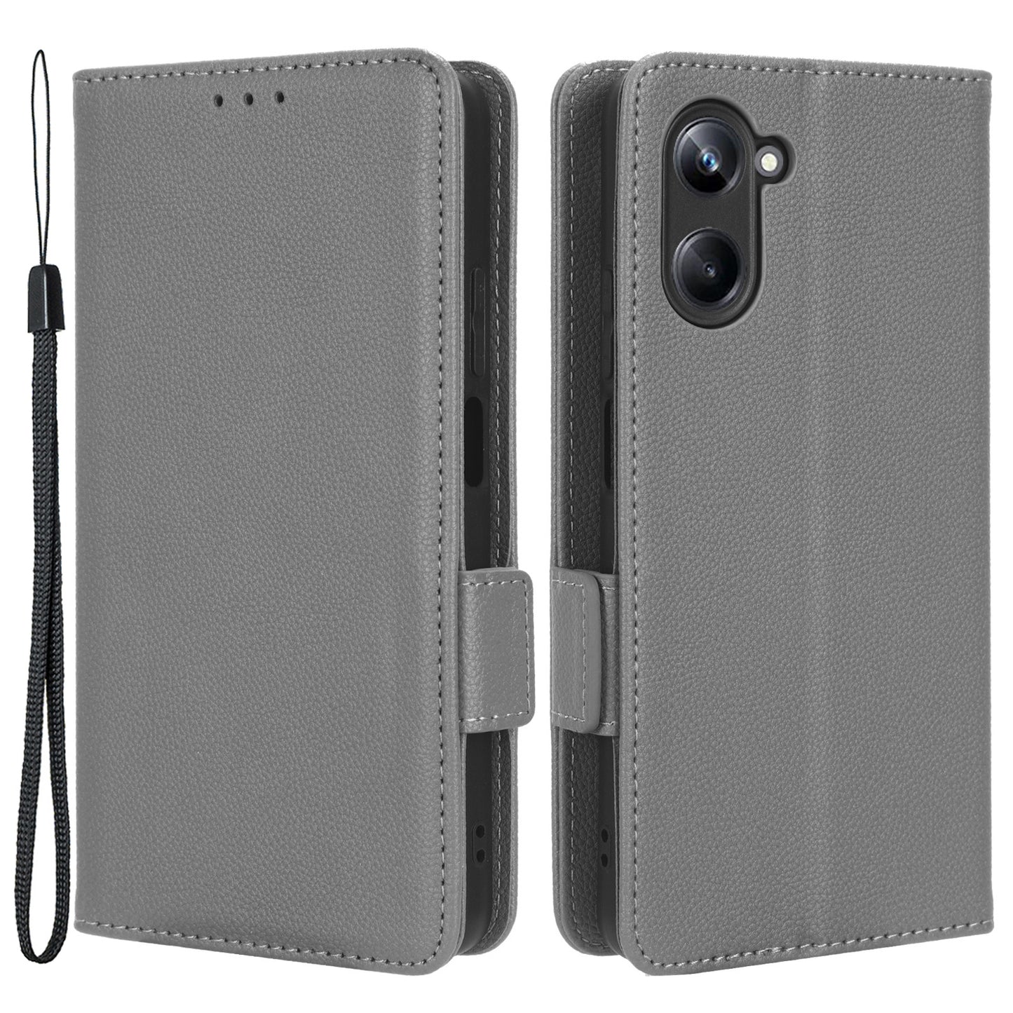 For Realme 10 Pro 5G PU Leather Wallet Phone Case Stand Litchi Texture Shockproof Protective Cover