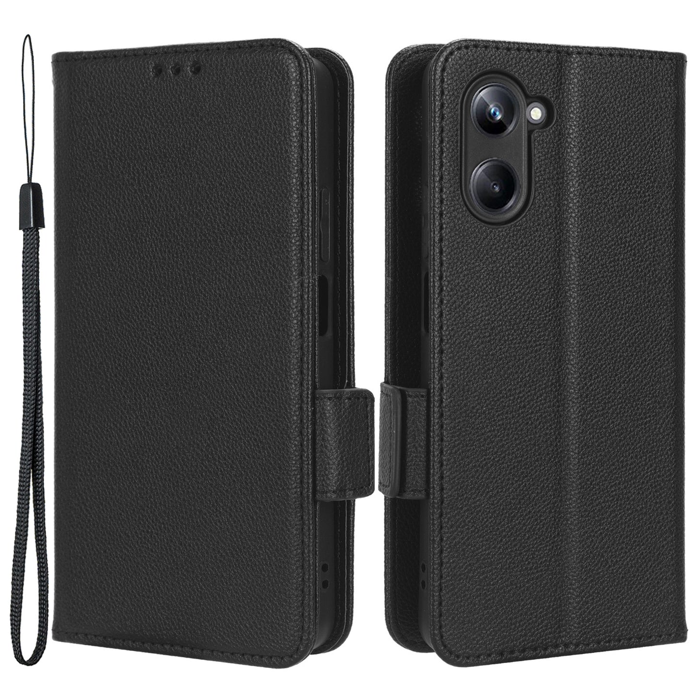 For Realme 10 Pro 5G PU Leather Wallet Phone Case Stand Litchi Texture Shockproof Protective Cover