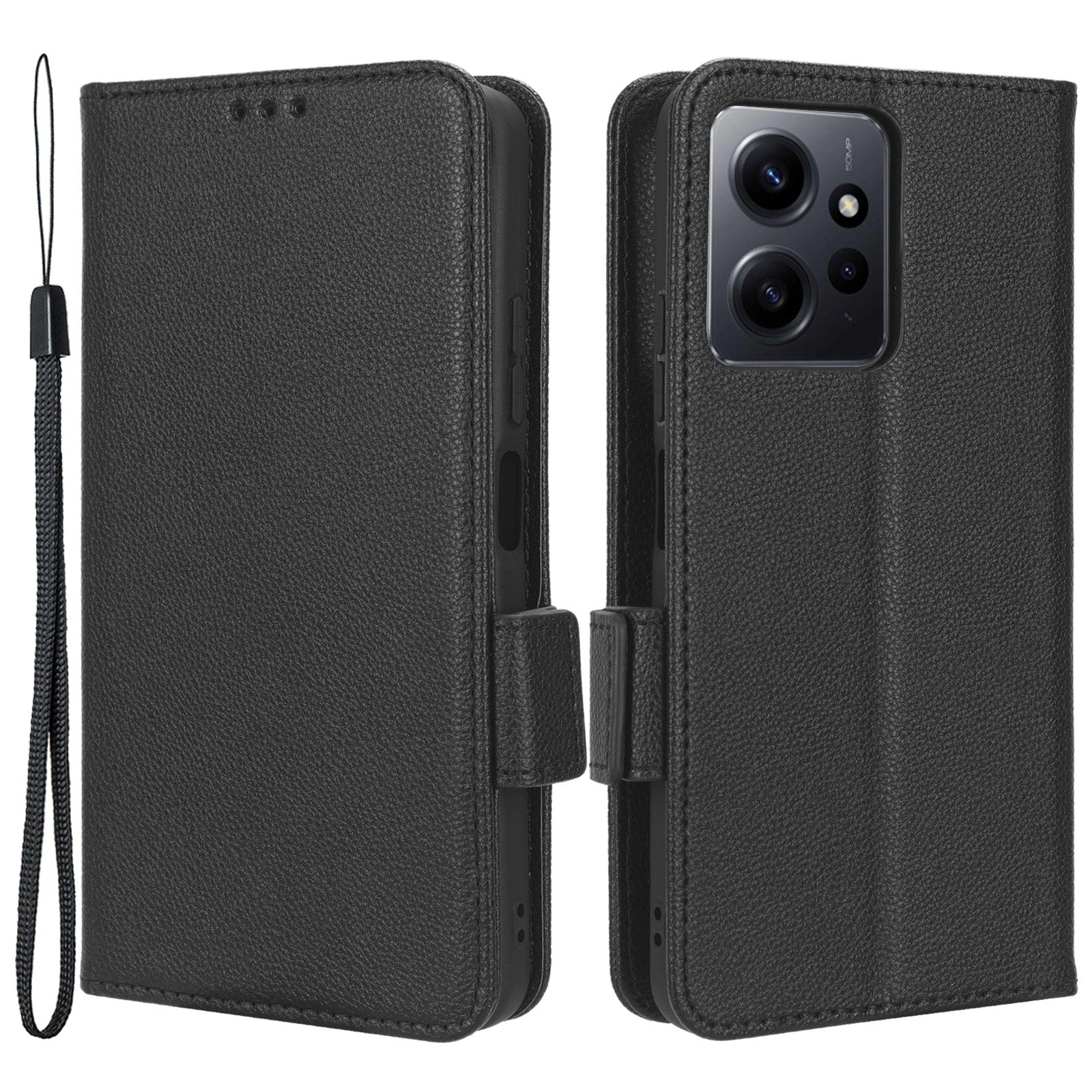 For Xiaomi Redmi Note 12 4G PU Leather Protective Cover Litchi Texture Flip Book Stand Wallet Phone Case